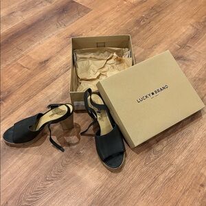 Lucky Brand Black Open-Toe Heels